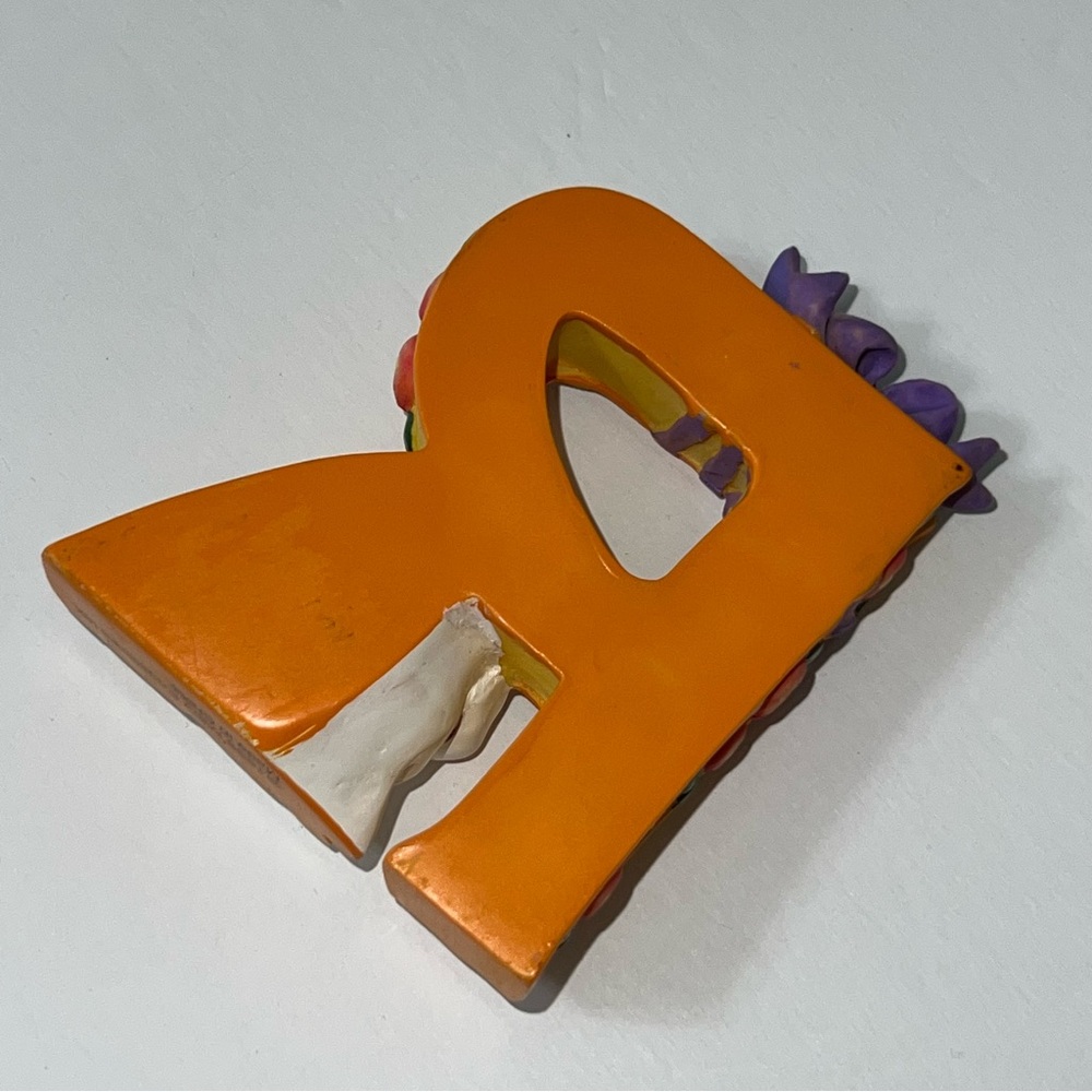 Mary Engelbreit Retired 1999 Resin Alphabet Letter R Rabbit Ribbon Roses - Picture 5 of 10